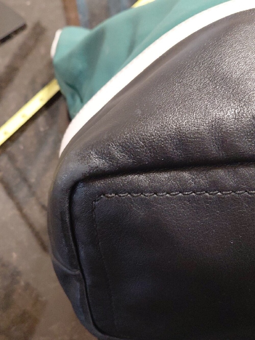 Bally Teal, Black and White Colorblock Leather Tote - Picture 6 of 16